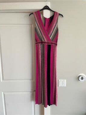 Ted Baker Sleeveless Pink Striped Maxi Dress